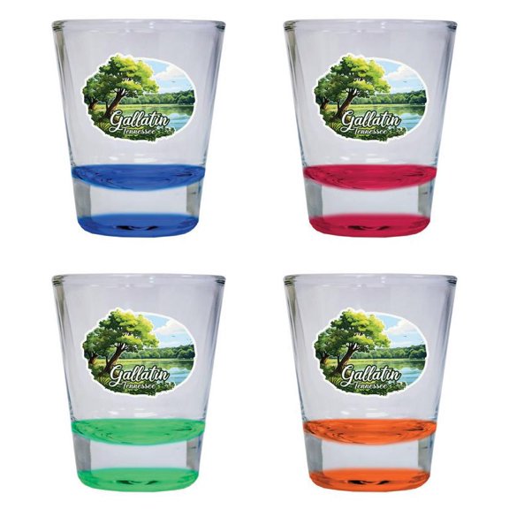 Gallatin Tennessee Design A Souvenir 2 oz Round Shot Glass Multicolor (4-Pack)