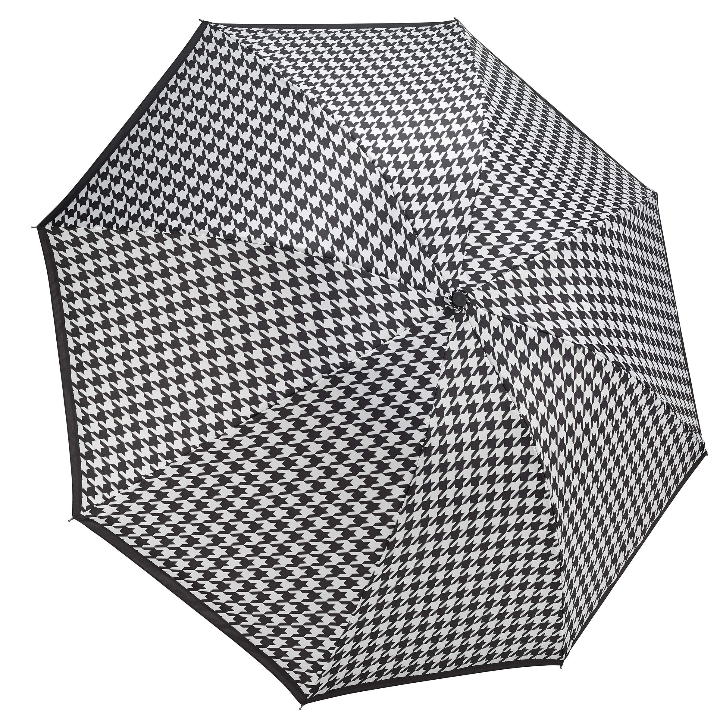 Galleria Houndstooth Auto-Open/Close Folding Umbrella – Large, Portable Rain Umbrella for Travel & Everyday Use