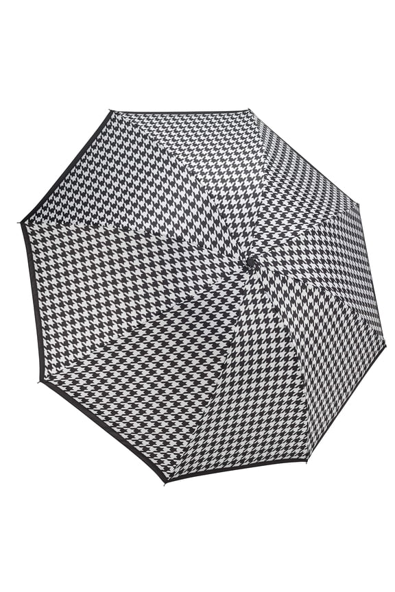 Galleria Houndstooth Auto-Open/Close Folding Umbrella Large, Portable Rain Umbrella for Travel & Everyday Use