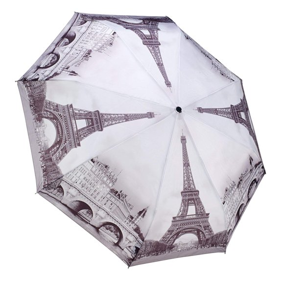 Galleria Paris Auto-Open/Close Extra Large Portable Rain Folding Umbrella for Women, 48-inch canopy, compacts to 12" fitting in most totes, unbreakable fiberglass ribs