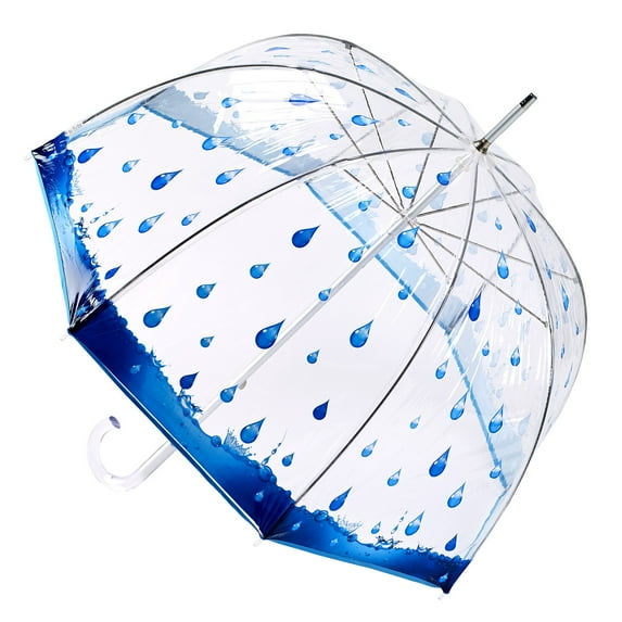 Galleria Rainy Days Bubble Umbrella, Manual-Open Extra Large Quality Rain Stick Umbrella for Women, 48-inch canopy, unbreakable fiberglass ribs