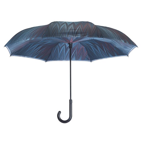 Galleria Reverse Close Stick Umbrella, Midnight Marbling art on both sides.