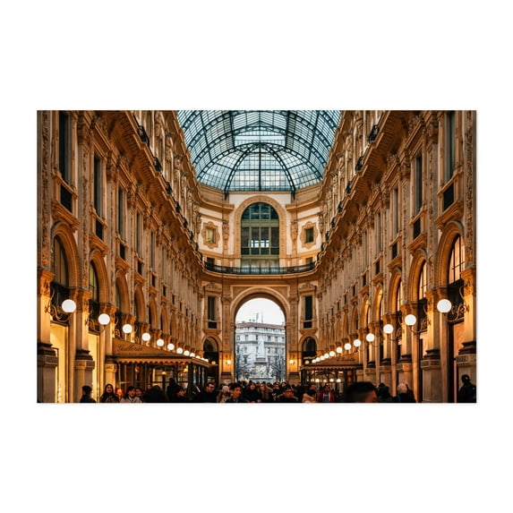 Galleria Vittorio Emanuele II 01 - Milan Lombardy Italy Photography Architecture City Vintage Travel Poster Street Photography Scenic Nightlife Unframed Wall Art Print 40 x 60 inches