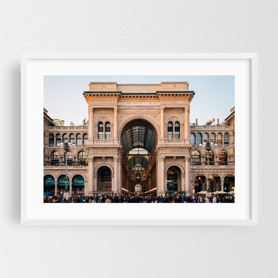 Galleria Vittorio Emanuele II 03 - Milan Lombardy Italy Photography White Framed Wall Art Print 20 x 30 inches