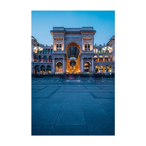 Galleria Vittorio Emanuele II 05 - Milan Lombardy Italy Photography Architecture Cityscape Nightlife Travel Poster City Street Photography Scenic Unframed Wall Art Print 32 x 48 inches