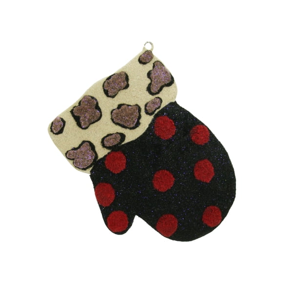 Gallerie 4" Eclectic Leopard Print and Polka Dot Mitten Christmas Ornament - Red/Brown