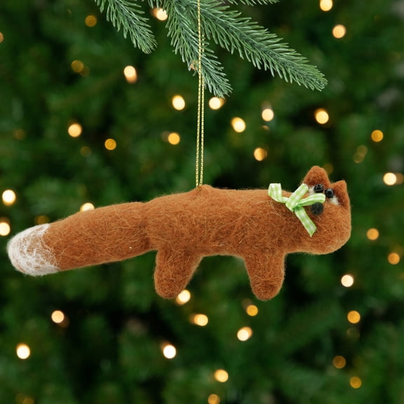 Gallerie 9" Burnt Sienna Wool Snow Tipped Fox Christmas Ornament - Orange