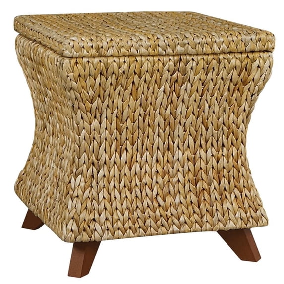 Gallerie Decor Bali Breeze Square Flared Wood Storage Ottoman in Natural