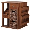 thumbnail image 1 of Gallerie Decor All-In-One Transitional Wood Revolving Side Table in Walnut, 1 of 5