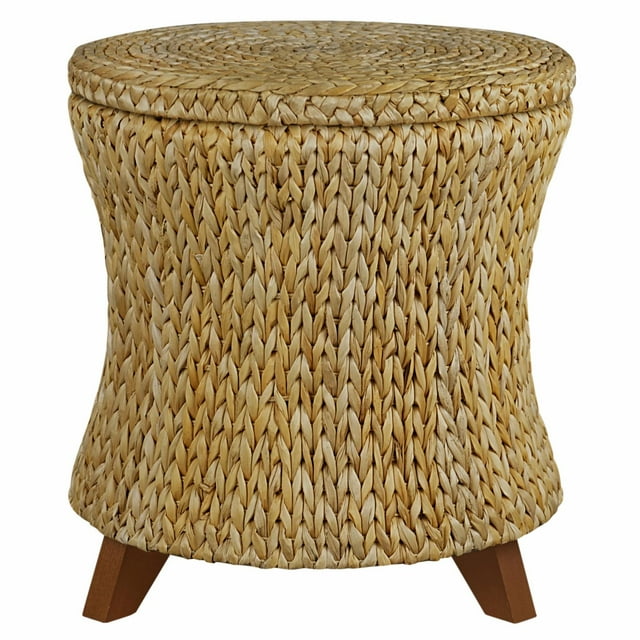 Gallerie Decor Bali Breeze Round Flared Wood Storage Ottoman in Natural ...