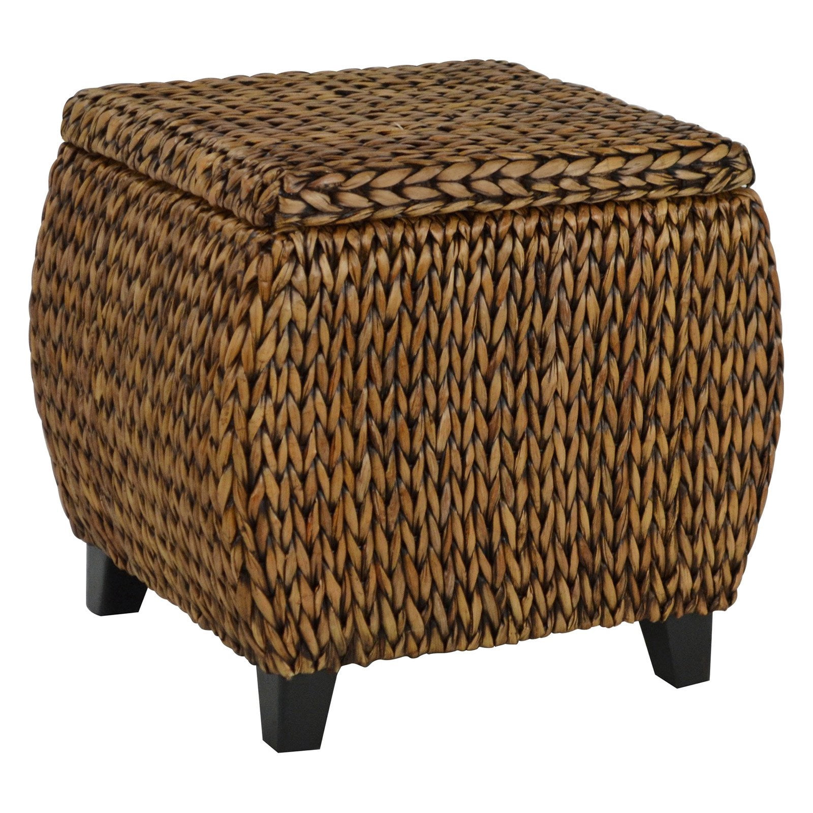 Gallerie Decor Bali Breeze Round Transitional Wood Storage Ottoman in Silver