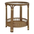 thumbnail image 1 of Gallerie Decor Bimini Transitional Rattan/Glass Side Table in Walnut, 1 of 4