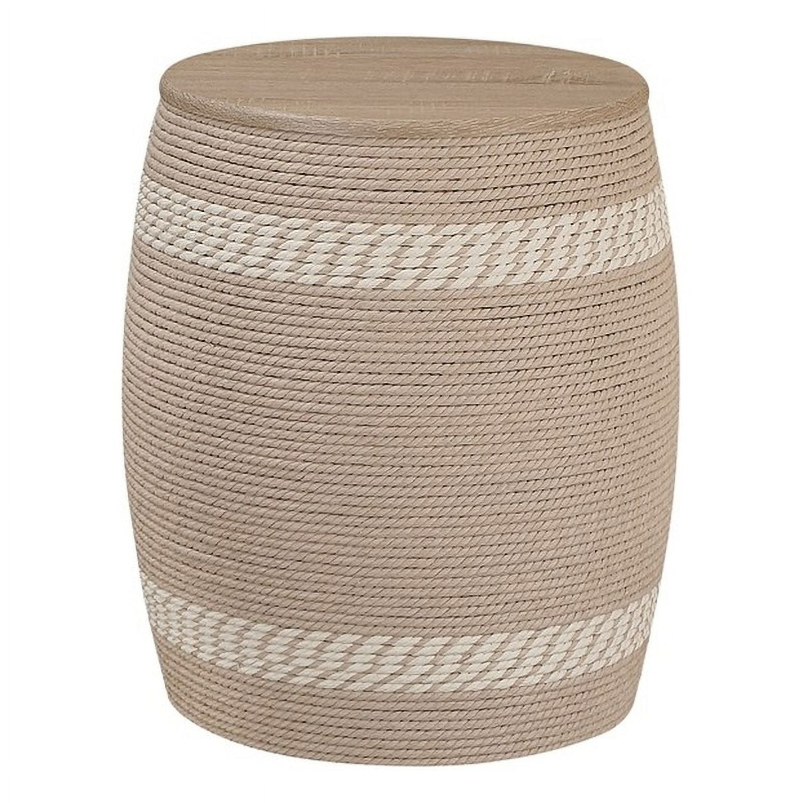 Gallerie Decor Dimensions Transitional Rattan Drum Side Table in ...