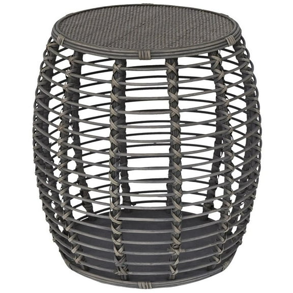 Gallerie Decor Java Transitional Rattan End Table in Gray/Espresso