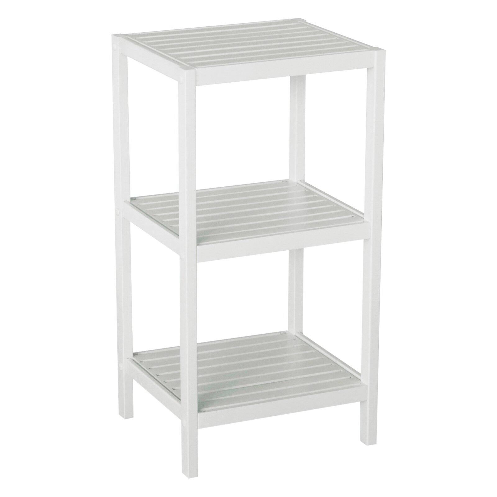 White Bamboo Adjustable 3-Shelf Storage Tower