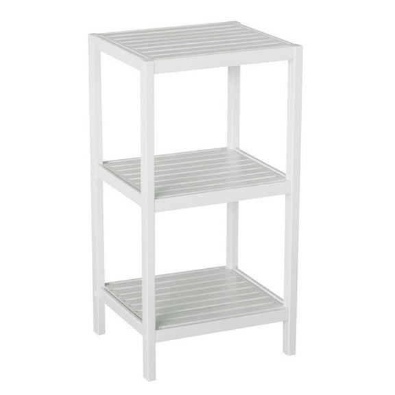 Gallerie Decor Natural Spa 3-Shelf Transitional Bamboo Tower in White