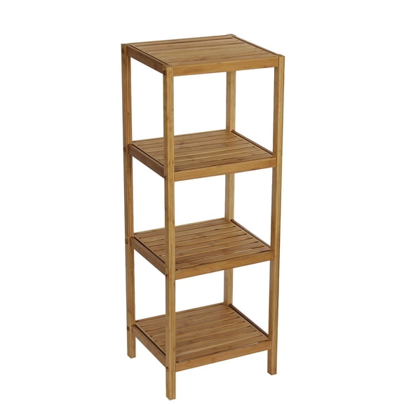 Gallerie Decor Natural Spa 4-Shelf Transitional Bamboo Tower in Natural