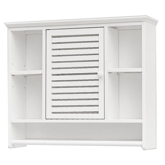 Gallerie Decor Natural Spa Transitional Bamboo Compartment Wall Shelf in White