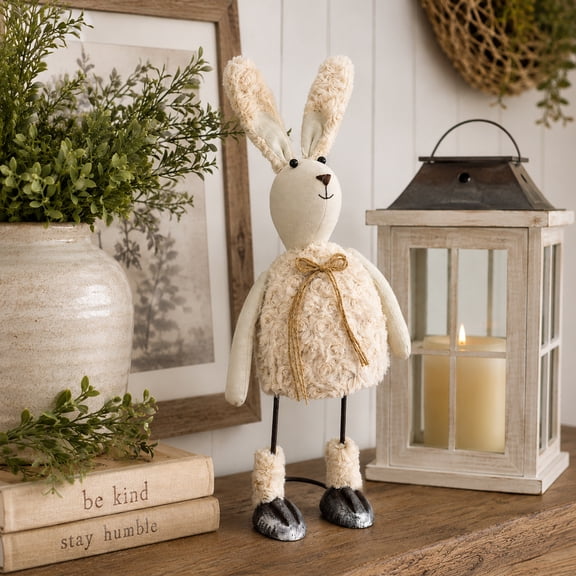 Gallerie II 17" Bobble Bunny Spring Easter Table Top Figure - White/Brown
