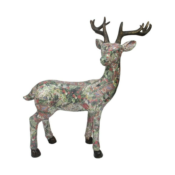 Gallerie II 27" Red and Green Victorian Holly Berry Decoupage Reindeer Tabletop Decor
