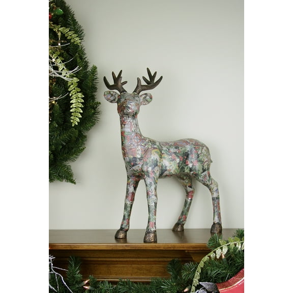 Gallerie II Victorian Holly Berry Decoupage Reindeer Decoration - 20"