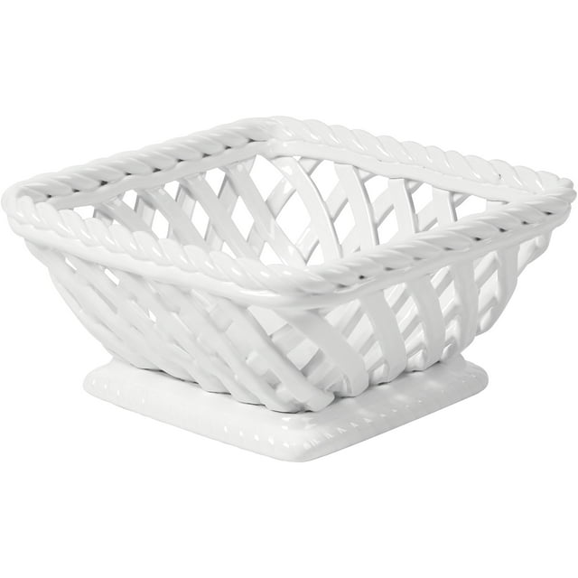 Gallery 9 " Square White Ceramic Bread Basket