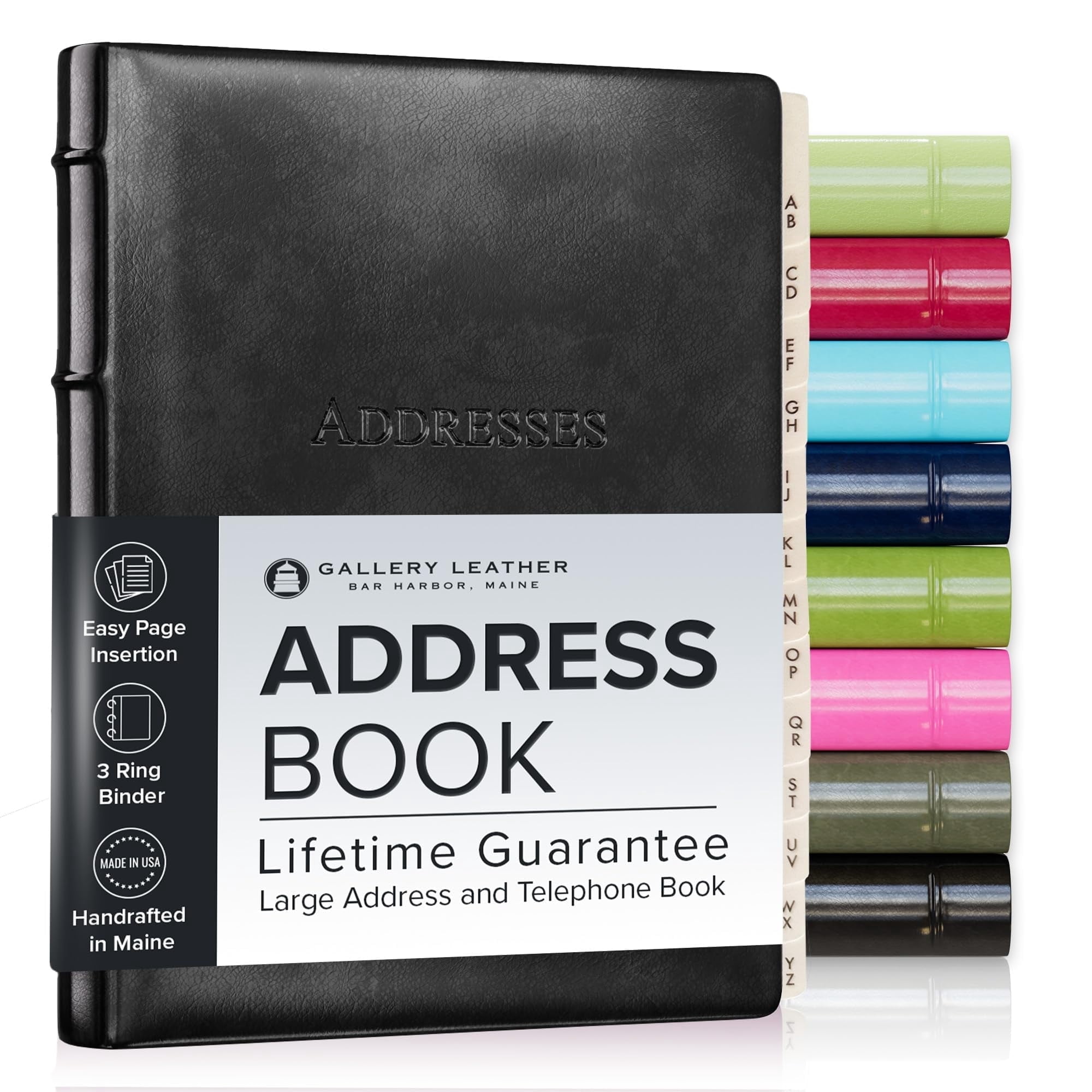 Gallery Leather Large Address Book with Alphabetical Tabs up to 480 ...