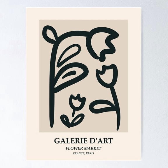 Gallery Art Flower Market Paris Print Posters Aesthetic Abstract Flowers Retro Poster Neutral Art Minimalist Poster , Poster Print Only