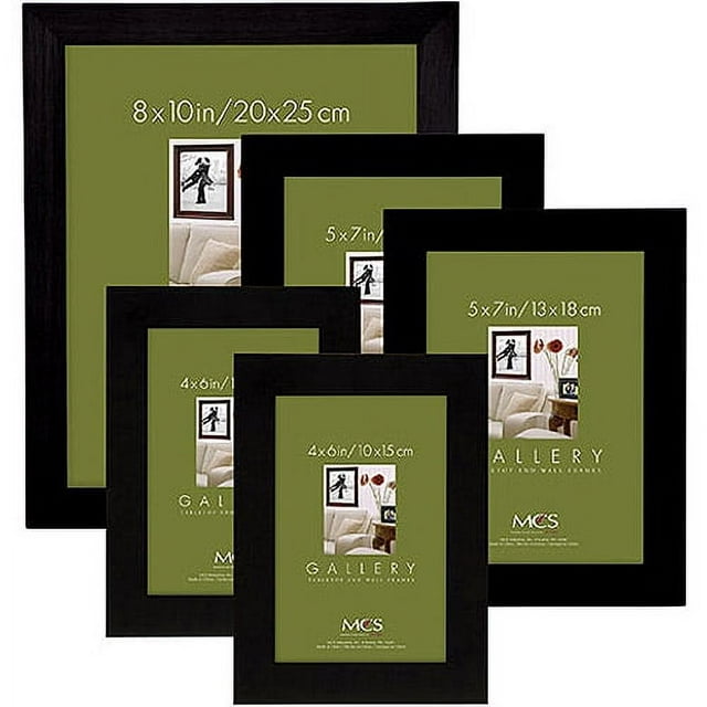 Gallery Flat-Top Pine Wood Picture Frame Set, Set of 5