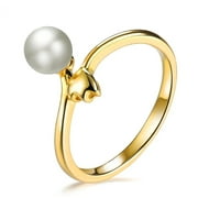 Gallery Gems Freshwater Pearl Bypass Ring in 18K Yellow Gold over Sterling Silver (5)
