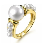 Gallery Gems Freshwater Pearl Ring in 18K Yellow Gold Over Sterling Silver (5)