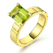 Gallery Gems Peridot Emerald Cut Solitaire 18k Yellow Gold over Sterling Silver Ring 2.5ct (5)