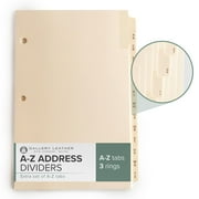 Gallery Leather A-Z Dividers for 3 Ring Binder - Binder and Address Book Alphabet Letter Tabs for Smooth Contact Organization
