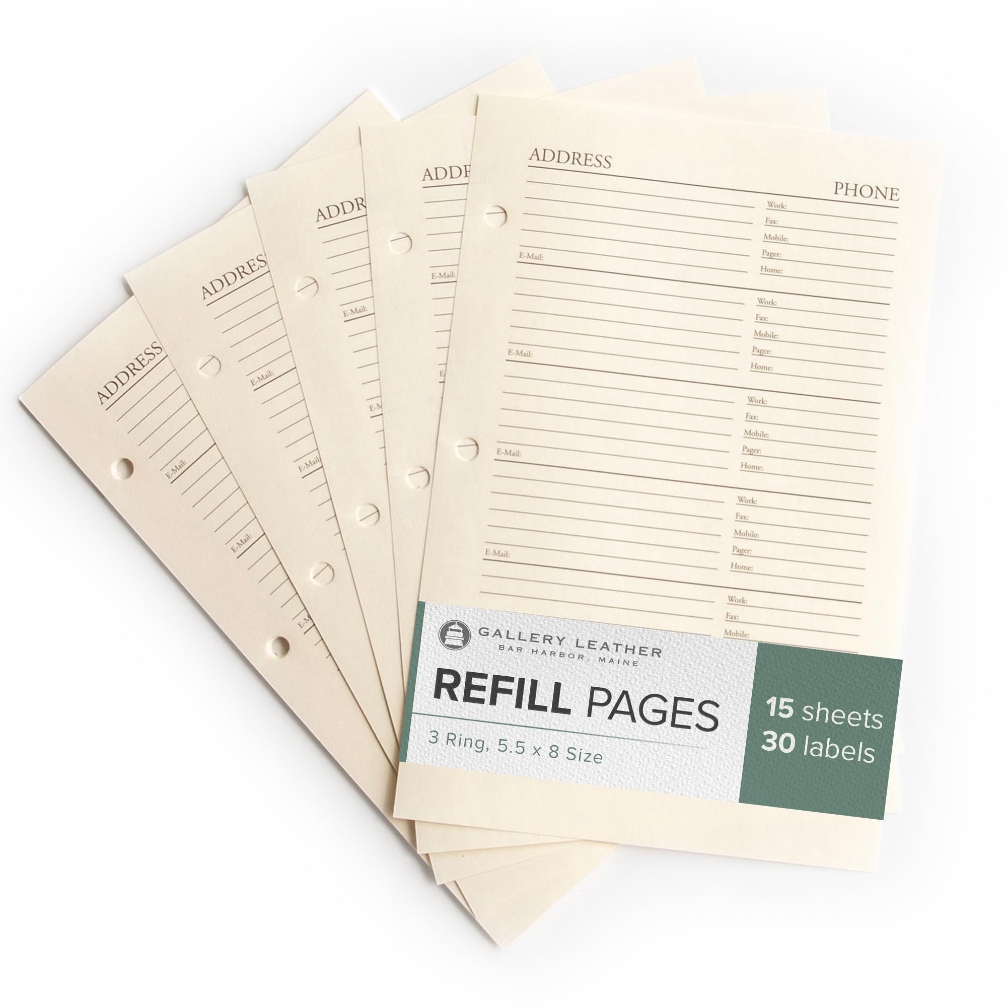 Quick Bread Cookbook Gallery Leather Address Book Refill Replacement Pages - 3 Ring 5.5 x 8 ...