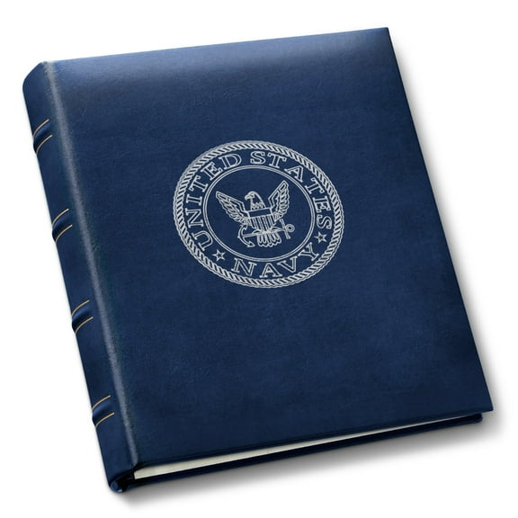 Gallery Leather Compact Photo Album - Acadia Navy - US Navy - 9.25"x8.0"
