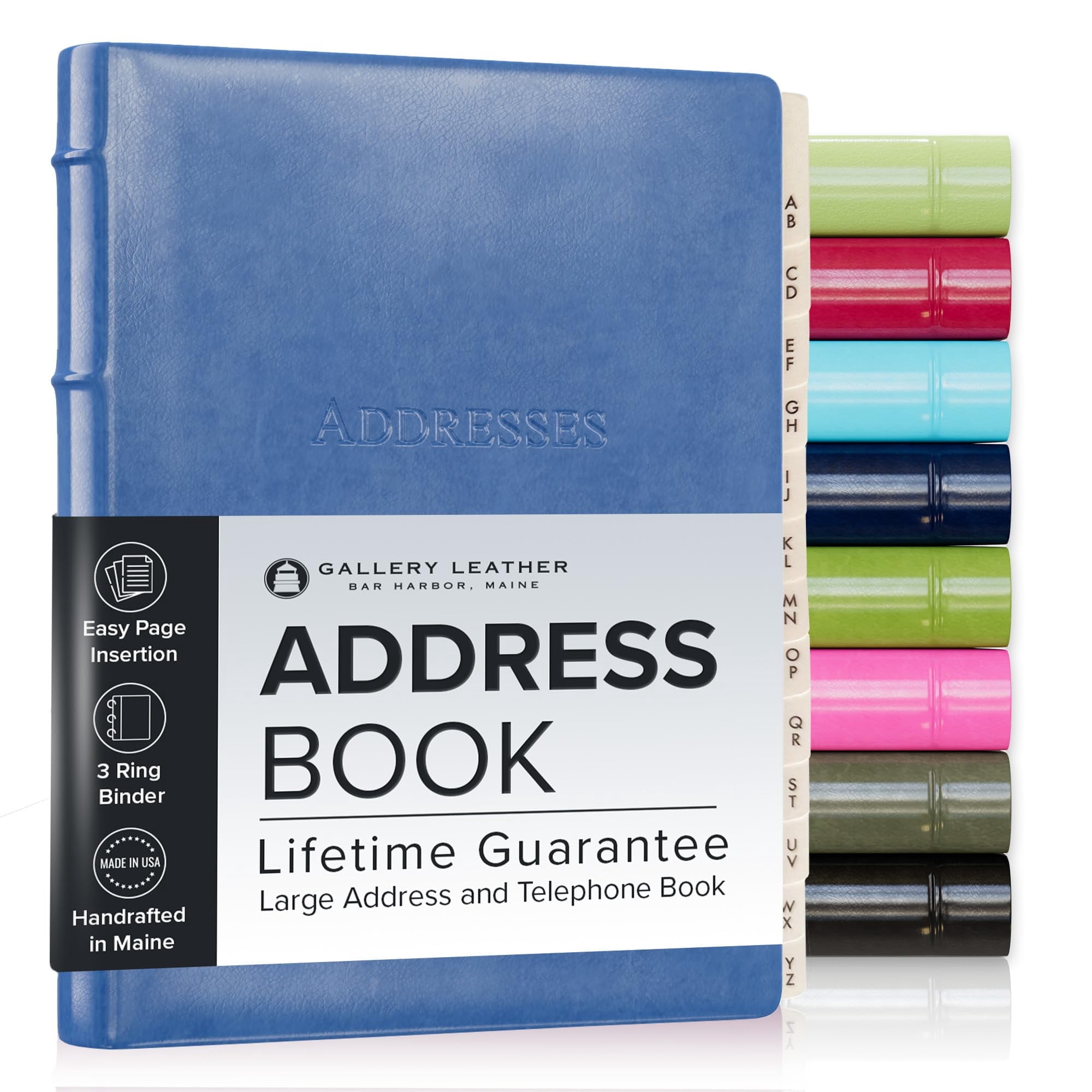 Gallery Leather Large Address Book with Alphabetical Tabs up to 480 ...