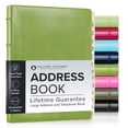 thumbnail image 1 of Gallery Leather Large Address Book with Alphabetical Tabs up to 480 records, Leather Notebook Hardcover, Telephone and Address Books - 9x7", Desk Address, Acadia Lime, 1 of 9