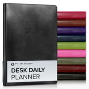 Gallery Leather Desk Daily Planner 2026, Elegantly Bound Daily Calendar Planner and Notebook with Stylish Gold-Gilded Page Edges, 12 Months - Acadia Black - 8 x 5.5 ”