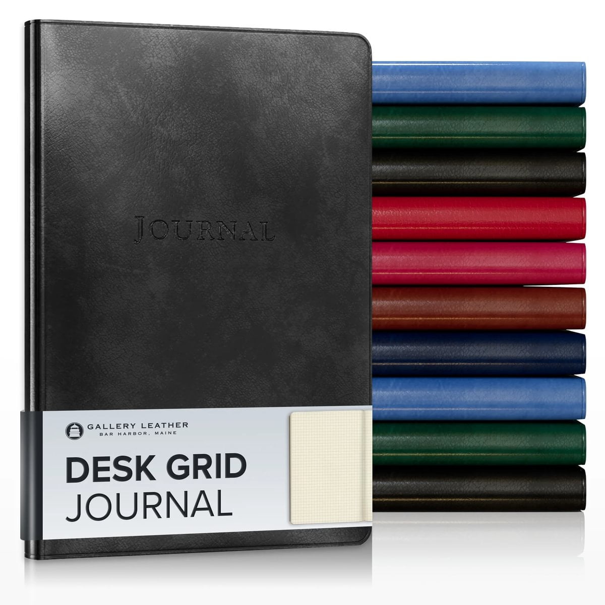 Gallery Leather Desk Grid Journal - Acadia Black - 8"x5.5"