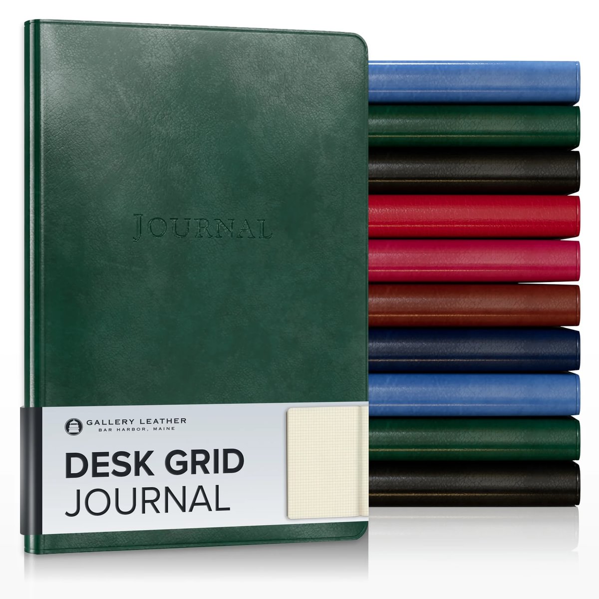 Gallery Leather Desk Grid Journal - Acadia Green - 8"x5.5"