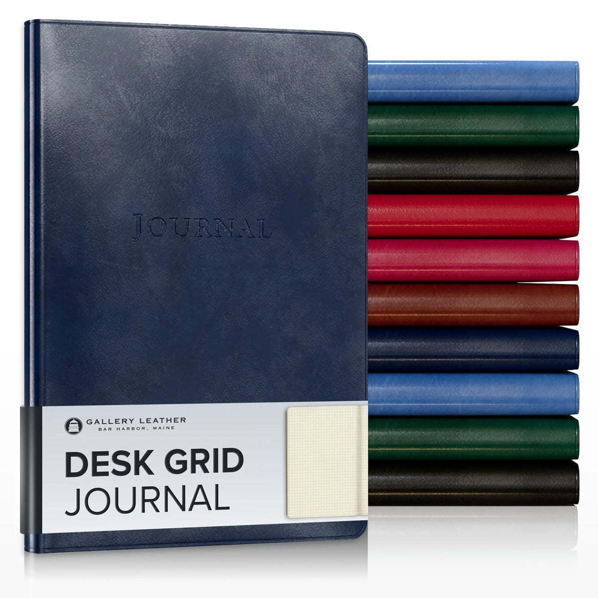 Gallery Leather Desk Grid Journal - Acadia Navy - 8"x5.5"