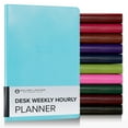 thumbnail image 1 of Gallery Leather Desk Hourly Weekly Monthly Planner 2026, Elegantly Bound Calendar Planner and Notebook with Stylish Gold-Gilded Page Edges, 12 Months - Acadia Pool - 8 x 5.5 ", 1 of 9