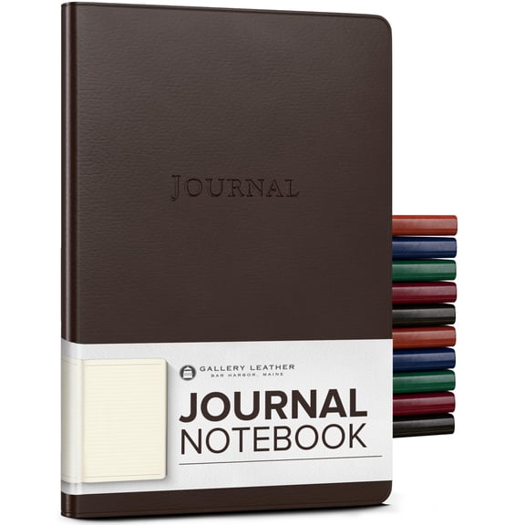 Gallery Leather Journal Notebook - 192 Pages, Softcover, For Men and Women, For Writing, Work & Travel, Handcrafted - Freeport Mocha - 8 x 5.5 ", Desk Lined