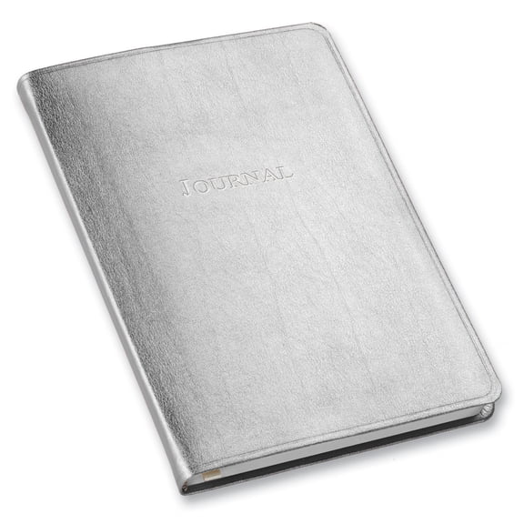 Gallery Leather Journal Notebook - 192 Pages, Softcover, For Men and Women, For Writing, Work & Travel, Handcrafted - Metallic Silver - 8 x 5.5, Desk Lined