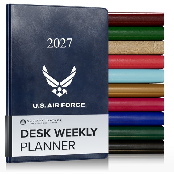 Gallery Leather Desk Weekly Planner 2027 - Acadia Navy - US Air Force - 8x5.5"
