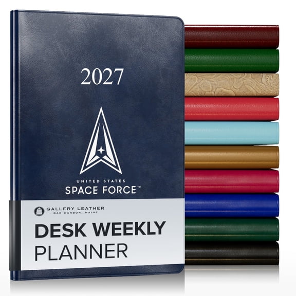 Gallery Leather Desk Weekly Planner 2027 - Acadia Navy - US Space Force - 8x5.5"