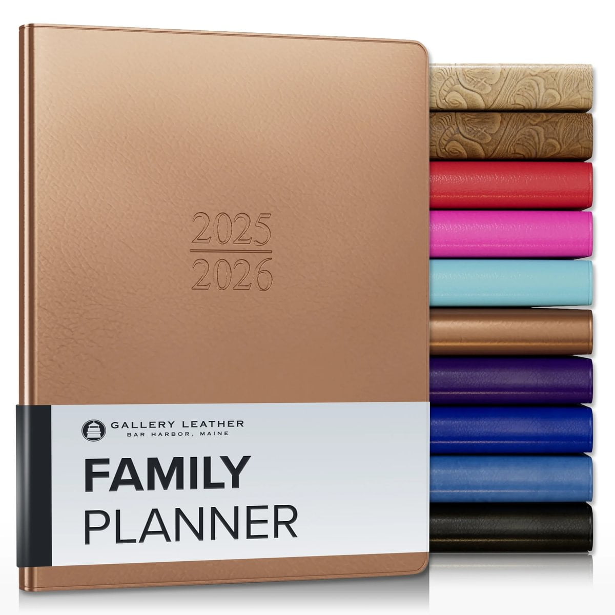 Gallery Leather Family Planner 2026 - Freeport Metallic Rose Gold - 9x7"