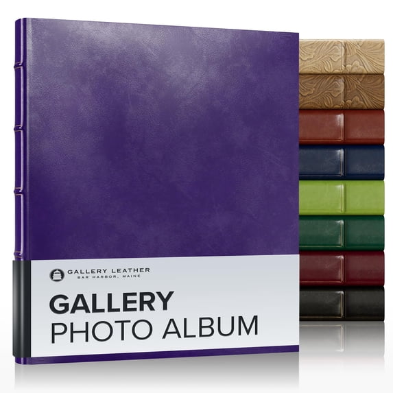Gallery Leather Photo Album 4x6 - 3 Ring Binder Photo Album, 60 Pages for 120 Photos, Fillable, Can Fit 8x10 and 5x7 Photos, Handcrafted - Acadia Plum - 11.75 x 10.5 ", Gallery