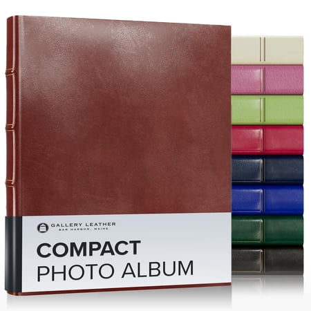 Gallery Leather Photo Album 4x6 - 3 Ring Binder Photo Album, 60 Pages for 120 Photos, Fillable, Can Fit 8x10 and 5x7 Photos, Handcrafted - Acadia Tan - 11.75 x 10.5 ", Gallery