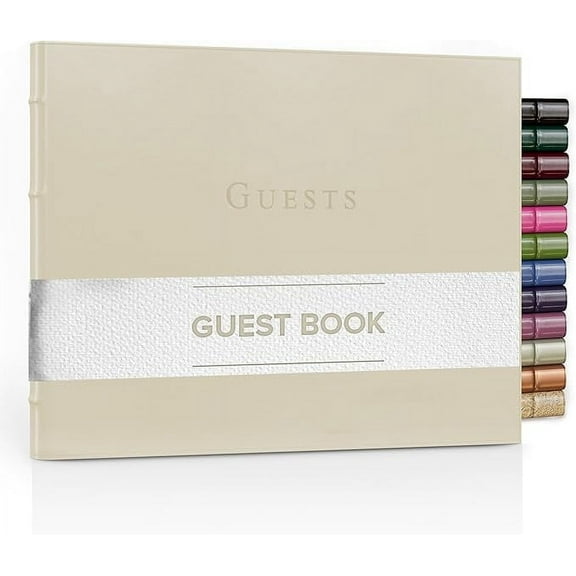 Gallery Leather Guest Book - Freeport Ivory - 7" x 9"